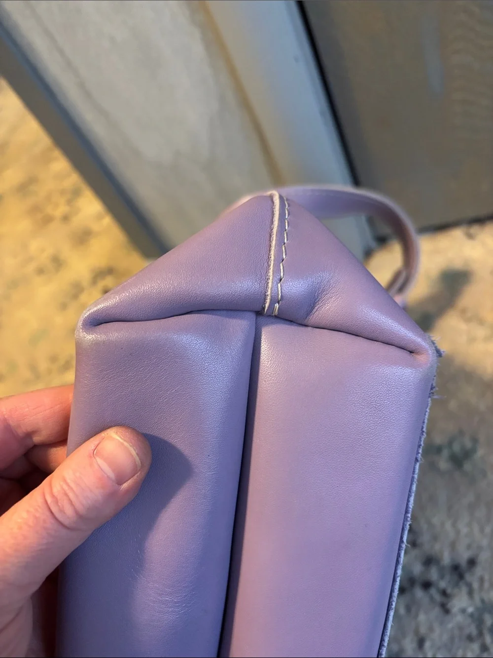 Portland Leather Mini Crossbody Tote Zip Lavender Purple Genuine Handbag Purse